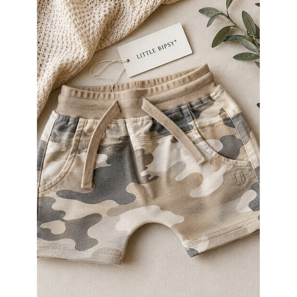 Little Bipsy Harem Shorts Faded Camo 18-24M NWT Tan Boys Jogger Short